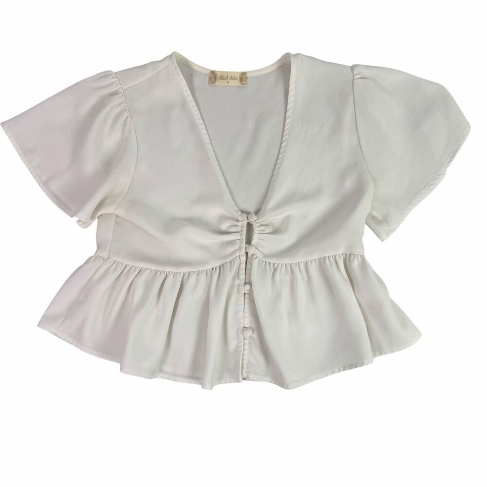 Altar'd State size Small Cream Babydoll V-Neck Top